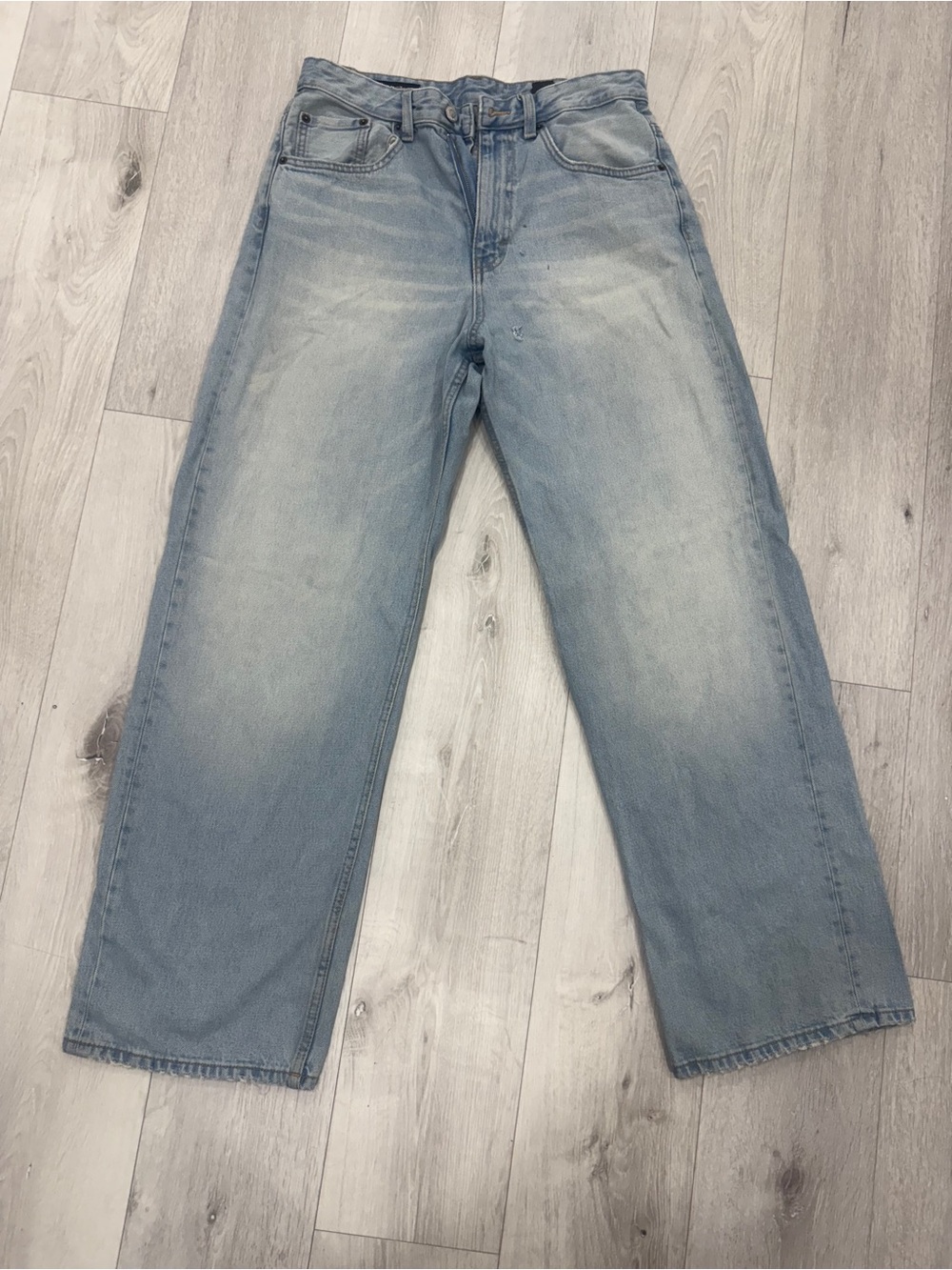 💙ZARA Men’s Blue Washed Wide Leg Jeans Size US 30 Relaxed Fit Denim Pants
